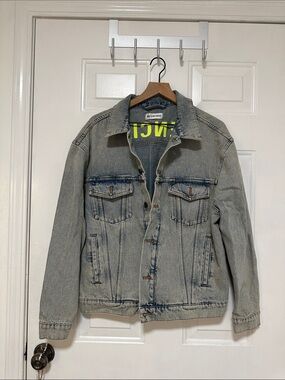 Balenciaga Men's Faded Light Blue Denim Jacket